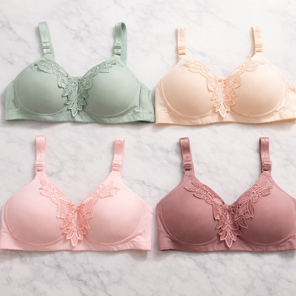 Women’s Elegant Padded Bra with Floral Lace – Soft Comfortable Bra | Sizes 36–44