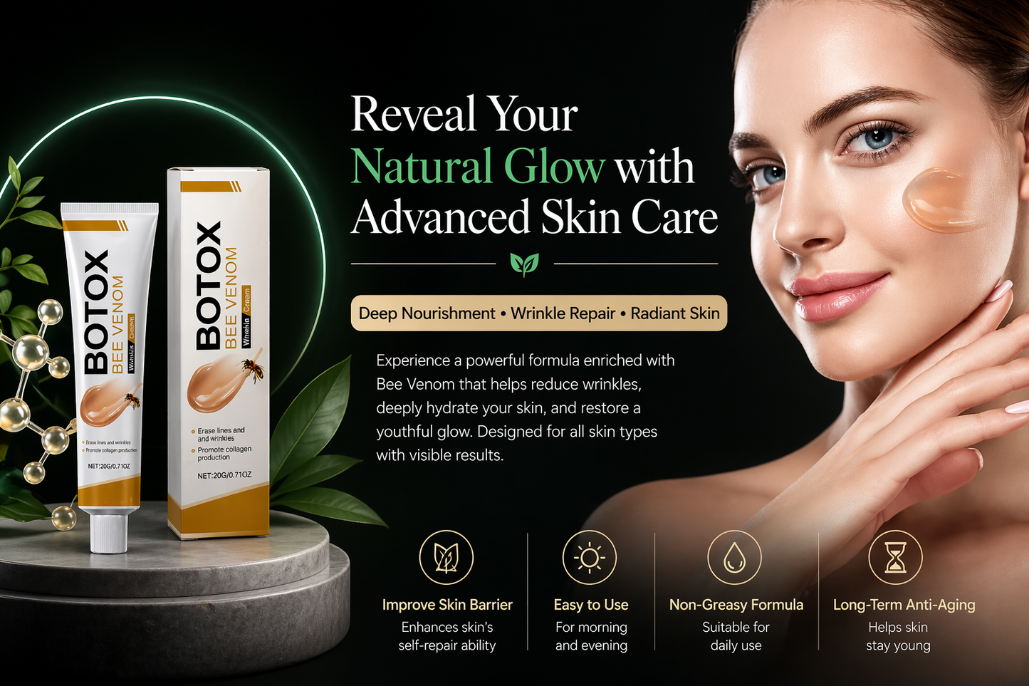 Botox Bee Venom Anti-Wrinkle Cream – Skin Tightening, Deep Hydration & Natural Glow Formula