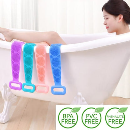 🛁 Product Title  Silicone Bath Body Scrubber & Back Exfoliating Brush – Flexible Shower Cleaning Belt