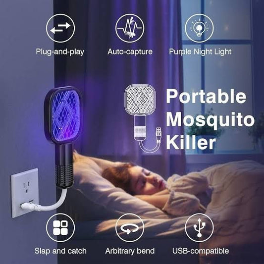 USB Rechargeable Electric Mosquito Swatter Racket | 3-Layer Safety Mesh | Fly & Mosquito Killer
